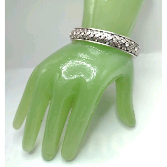 Brighton Silvertone Rhinestone Hinged Cuff Bangle Bracelet 6.75" Southwestern - Picture 2 of 14